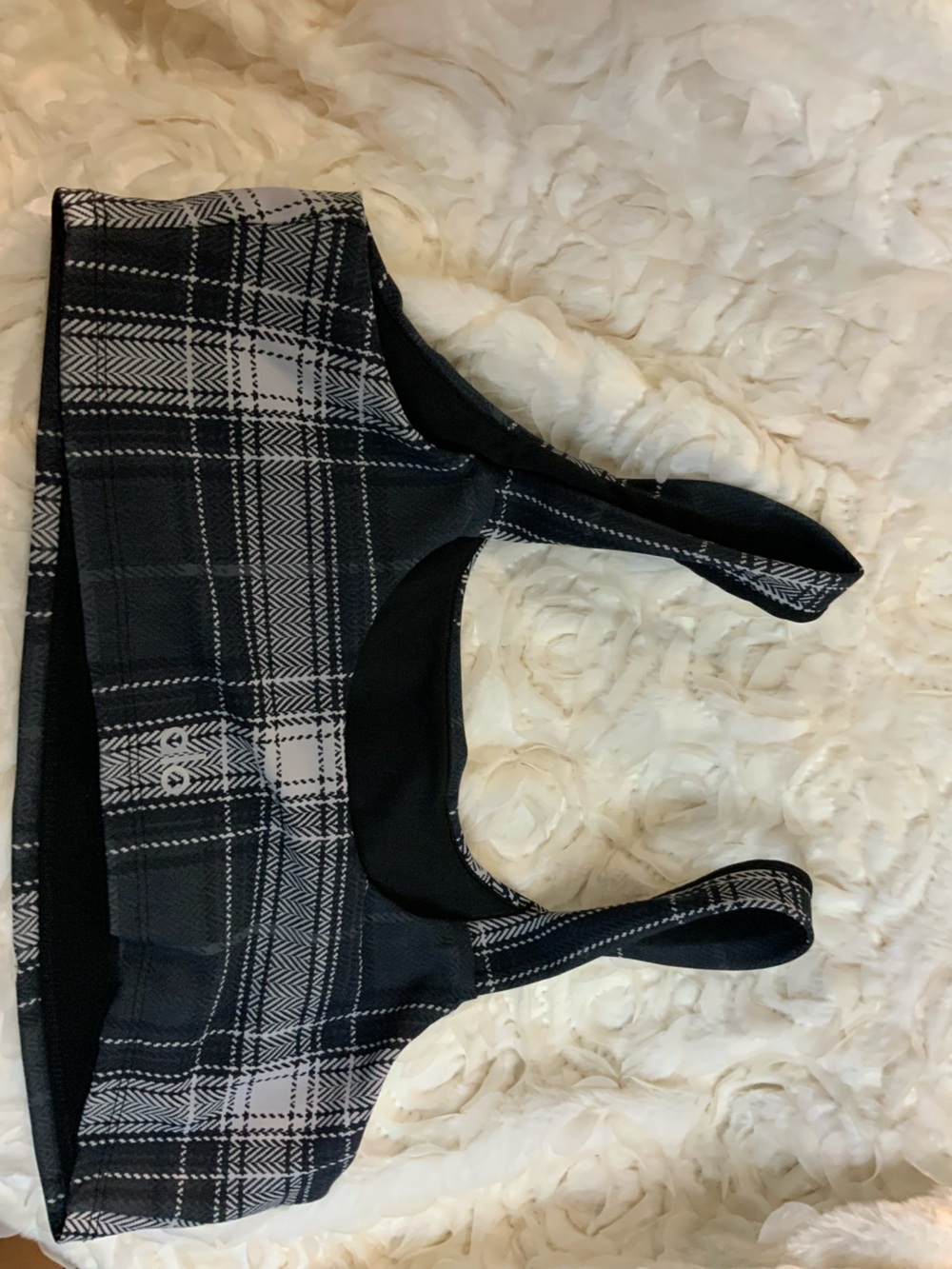 ALO Yoga Black & White Plaid Sports Bra
